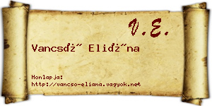 Vancsó Eliána névjegykártya